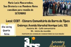 31CCS, REUNIÃO DE SETEMBRO TROCA DE ENDEREÇO, E ACONTECE NA PRÓXIMA QUARTA-FEIRA, DIA 20