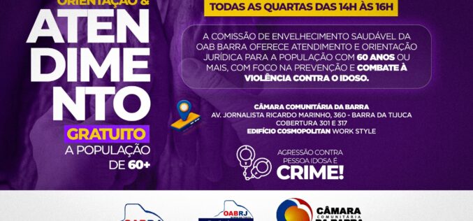 OAB Barra oferece atendimento jurídico gratuito para população 60+ com foco no combate à violência contra o idoso